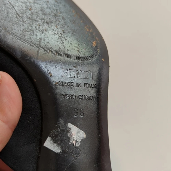 Fendi Embroidered black satin kitten Heels size 6 - Picture 12 of 12